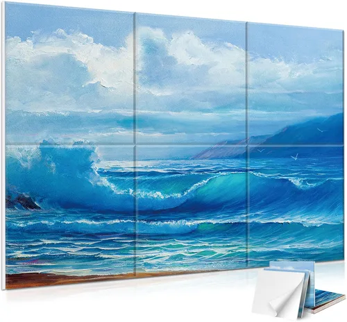 Vista 16 de JBER Paquete de 6 paneles acústicos artísticos, paneles de pared insonorizados de 47.2 x 27 pulgadas, paneles de pared autoadhesivos grandes