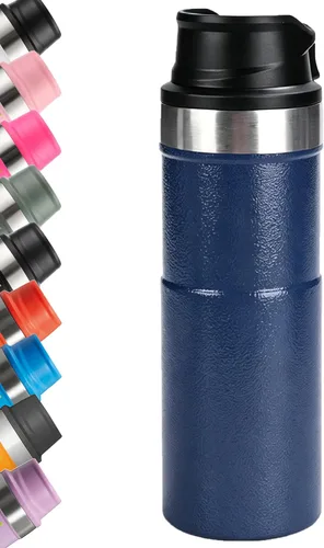 Vista 4 de Taza de viaje con acción de gatillo de acero inoxidable Taza de viaje de 17oz Botella de agua Thermos Taza de viaje con vacío Taza de café de acero