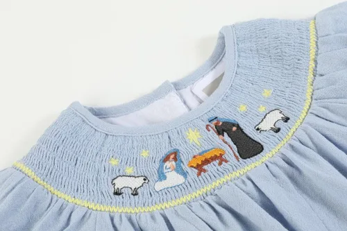 Vista 5 de Lil cactus Conjunto de 2 piezas de vestido de obispo fruncido de Navidad para bebés y niñas pequeñas