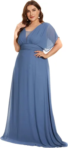 Vista 3 de Alisa Pan 7851-AS - Vestido largo formal de gasa para mujer talla extra grande