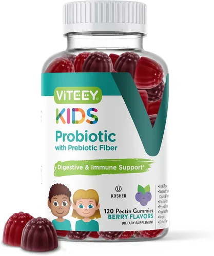 Vista 7 de Viteey - Gomitas probióticas para niños, más fibra de prebióticos, 2 mil millones de UFC Digestive Health, Gut Health, Constipation Relief for