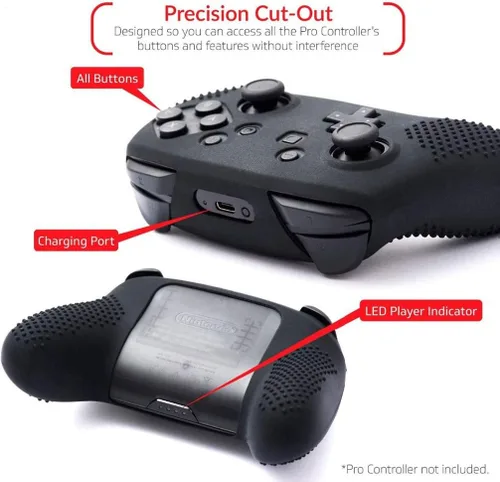 Vista 6 de Cubierta de piel de partícula con tachuelas de silicona suave para Nintendo Switch Pro Controller blanco y negro