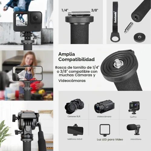 Vista 5 de Koolehaoda Monopod de cámara extensible con base de soporte plegable