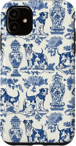 Vista 8 de Chinoiserie Dog Blue Toile Ginger Preppy Grandmillennial - Carcasa para iPhone 16