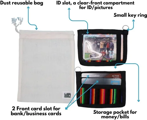 Vista 8 de Tarjetero, cartera delgada para mujer, llavero billetera, billetera pequeña, billetera de hilo, cartera delgada para mujer, billetera para tarjetas