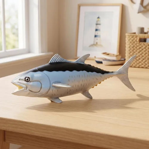 Vista 5 de Figura realista de pez de atún rojo: juguete de plástico sólido de 4.3 pulgadas para niños, figura de atún relleno falso, criatura marina