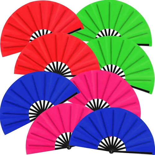 Vista 13 de Blulu 8 piezas de abanicos grandes plegables para baile en línea de 13 pulgadas, abanico en el suelo para baile en línea para mujeres y hombres
