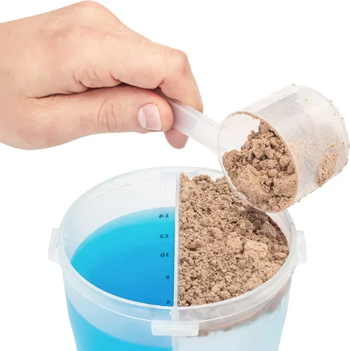 Vista 4 de Hydra Cup DualShaker Pro - Botella agitadora de 32 onzas para batidos de proteínas, vaso agitador con mango y batidor de bola, botella mezcladora