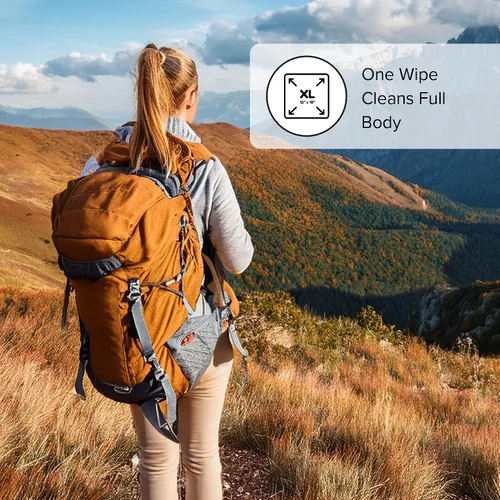 Vista 3 de DRMTLGY Toallitas de ducha para cuerpo y cara para mujeres y hombres, 45 toallitas. Toallitas de limpieza XTRA grandes biodegradables sin enjuague