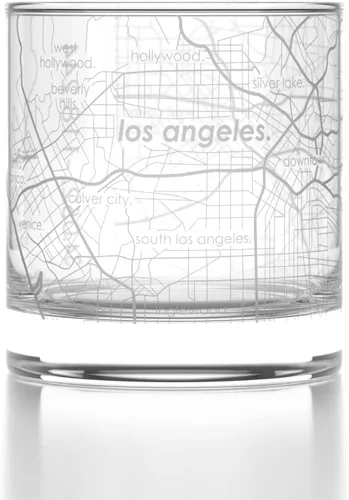 Vista 113 de Well Told Vaso de rocas grabado con mapa de Akron, Ohio, cristalería estilo antiguo (325ml, transparente) Vaso de bourbon grabado, regalos