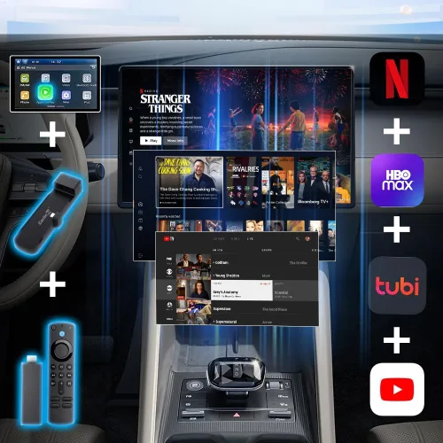 Vista 3 de Carlinkit FireDrive Link Pro - Transmite Fire TV Stick en tu automóvil a través de la conversión de CarPlay con cable, perfecto para viajes largos