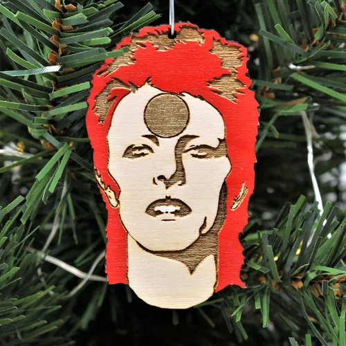Vista 2 de Adorno navideño Rockstar Ziggy Starman Espejo retrovisor colgante