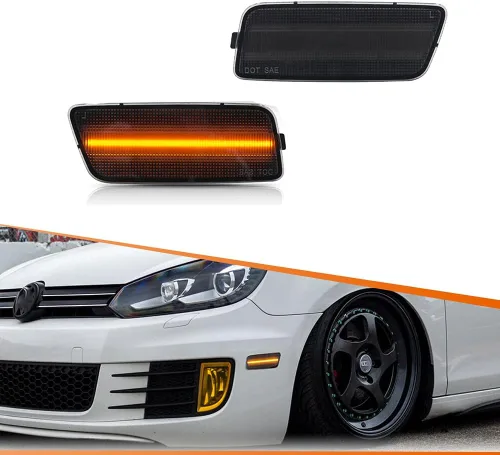 Vista 9 de ADIIL - Kit de luces laterales ámbar compatibles con VW MK6 GTI 2010-2014 Lente ámbar sin bombilla