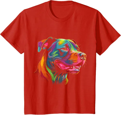 Vista 3 de Pit Bull Mom Dog Lover Colorido Artistic Pitbull Owner - Camiseta para mujer, Negro