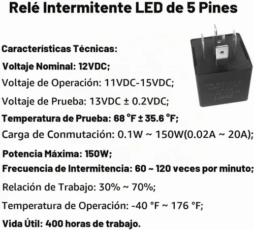 Vista 7 de Relé intermitente LED EP27 de 5 pines para Chrysler PT Cruiser 2001-05 Dodge Neon 2000-05 Dodge Viper 2003-10 Señal de giro electrónica LED