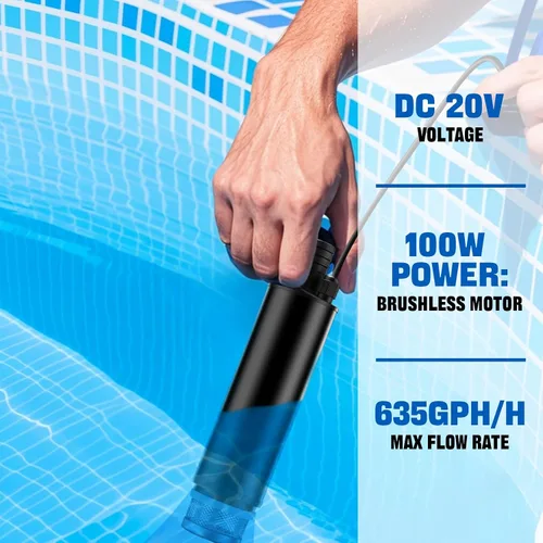 Vista 6 de Bomba de sumidero de agua inalámbrica para batería Milwaukee 18V M18, 635 GPH 120 W 12 V Bomba de transferencia de agua portátil, bomba eléctrica