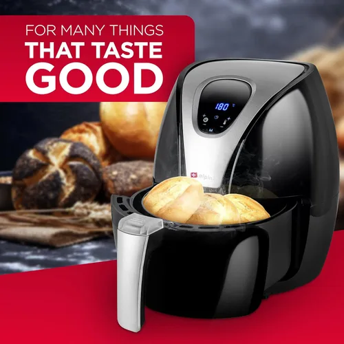Vista 10 de alpina Hot air fryer, fryer, roasting, frying, grilling, roasting and frying, up to 80% less fat, 2-4 people, 2.4 liters, black