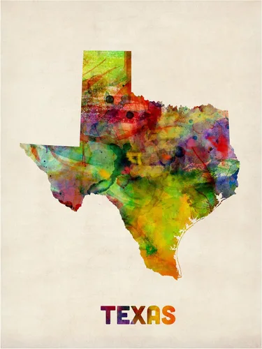 Vista 2 de Trademark Fine Art Lienzo decorativo para pared, diseño de mapa de Texas de Michael Tompsett, 18 x 24 pulgadas