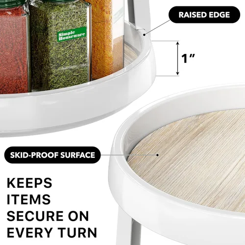 Vista 4 de Simple Houseware Organizador de especias Lazy Susan de 2 niveles, 10 pulgadas de diámetro, arce