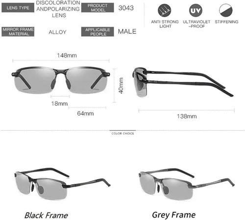 Vista 5 de K.LAVER Gafas de sol fotocrómicas polarizadas para hombres y mujeres gafas de visión nocturna para conducir ciclismo UV400 transición sombras