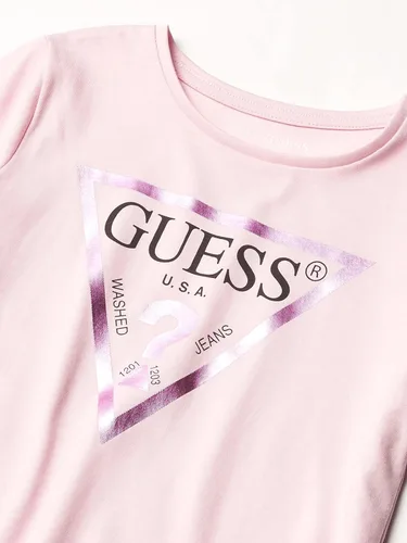 Vista 2 de GUESS Camiseta de manga corta de algodón orgánico con estampado de aluminio para niña, Blanco