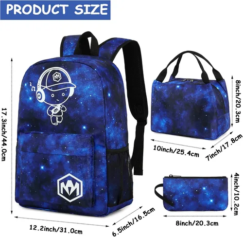Vista 13 de Bluboon Mochila escolar para niños y adolescentes, mochila de viaje para niños, bolsa de almuerzo para niños, estuche para lápices