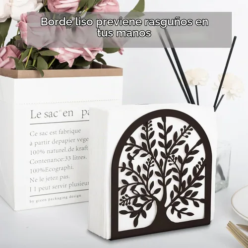 Vista 4 de Servilletero para mesas, diseño de árbol de la vida, moderno servilletero de metal para el hogar, cocina y fiesta de picnic, bronce