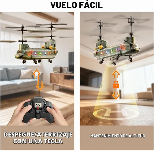 Vista 5 de Helicóptero de control remoto XIKOTEC, helicópteros RC con retención de altitud One Key take Off/Landing, LED Light, Low Battery Reminder