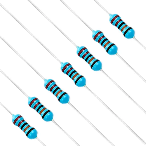 Vista 25 de Chanzon 100 piezas 1 Ω ohm Resistencia 1/4 W (0.25 W) Resistencia fija de película metálica 0.01 ±1% Tolerancia 1R MF Resistencias de agujero