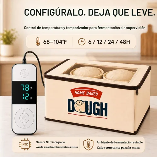 Vista 2 de BLUBYEES Caja de fermentación plegable mejorada con calefacción de 3 lados, sensor NTC incorporado y control preciso de temperatura de 68-104°F