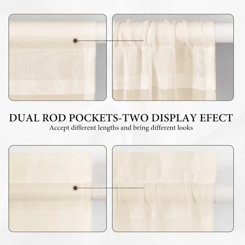 Vista 51 de MIULEE Cortinas Transparentes Laterales para Puerta Francesa con Filtrado de Luz, Tratamiento de Ventana, 2 Paneles de 25 x 40 Pulgadas con Beige