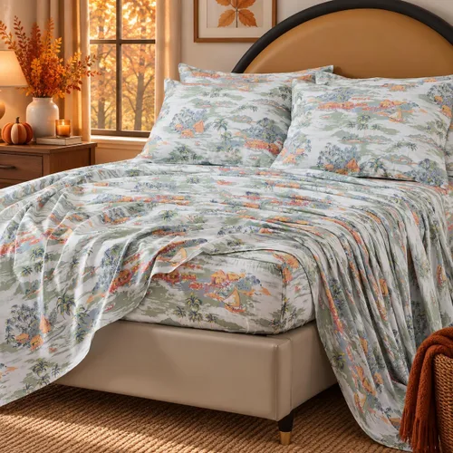 Vista 12 de FADFAY Juego de sábanas King con temática de playa, 100% algodón, ropa de cama costera súper suave, ropa de cama náutica de conchas marinas y Aqua