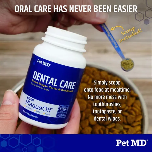 Vista 2 de Pet MD Proden PlaqueOff - Polvo de limpieza dental para los dientes de perro, suplemento de cuidado bucal para perros, reduce el mal aliento