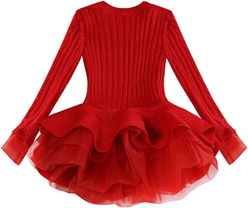 Vista 2 de Vestido suéter largo de invierno para niña, tutú