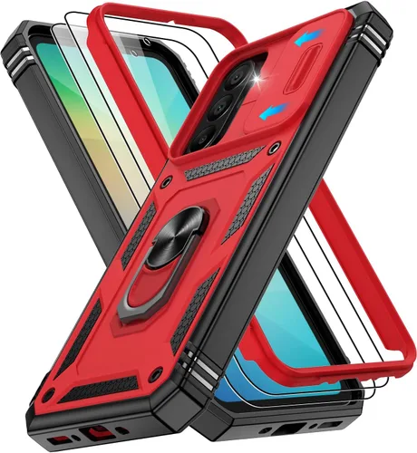 Vista 246 de Gritup Funda para Google Pixel 6 con cubierta deslizante para cámara y protector de pantalla (2 unidades), soporte de anillo giratorio 360°, funda