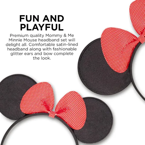 Vista 4 de Disney Minnie Mouse Ears Adult Set of 2 Headbands for Mommy and Me Matching for Adult and Little Girl