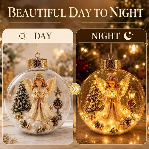 Vista 5 de Glowing Christmas Story Ornament – Resin Light Up Ball for Tree (A)