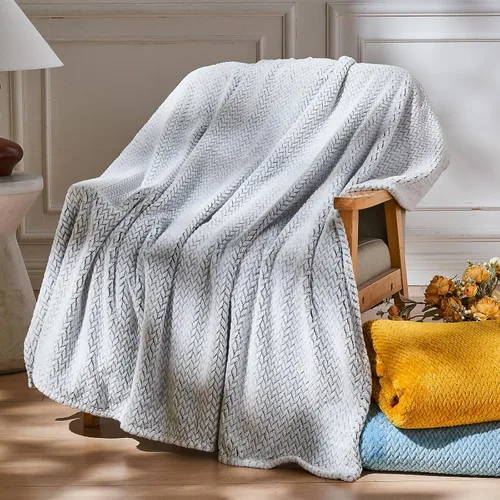 Vista 65 de NEWCOSPLAY Manta de Tiro Súper Suave Aqua Franela Sedosa Premium Fleece con Patrón de Hojas Ligera Manta de Cama para Uso en Todas las Estaciones