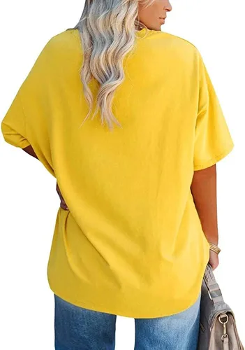 Vista 2 de Fisoew Women's Plus Size T Shirts Oversized Tees Summer Half Sleeve Crew Neck Tunic Tops