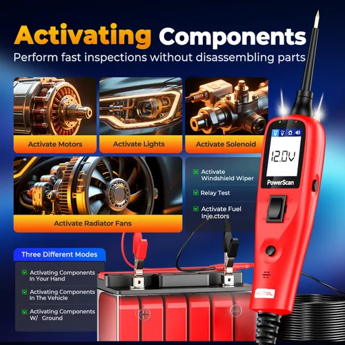Vista 6 de Autel PowerScan PS100 - Probador de circuito automotriz 2.0, herramienta de sonda de circuito de alimentación de 12-24 V, buscador de circuito