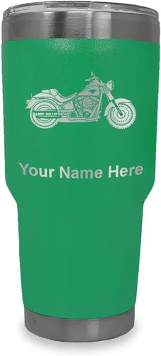 Vista 21 de LaserGram Vaso personalizado de 20 onzas, motocicleta (negro) Regalo grabado para motociclistas, acero inoxidable aislado al vacío, grabado