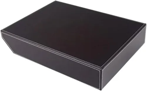 Vista 9 de UnionBasic Bandeja apilable de papel para documentos, bandeja organizadora de archivos de escritorio de piel sintética, color marrón