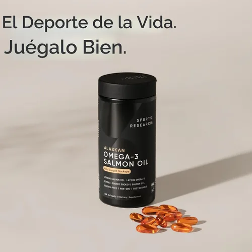 Vista 7 de Sports Research® Aceite de Salmón - Origen Único de Salmón Sockeye Salvaje de Alaska 2500 mg por Porción con Ácidos Grasos EPA y DHA Certificado