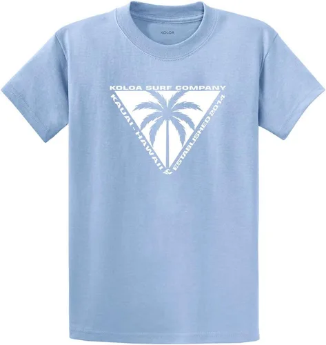 Vista 7 de Koloa Surf - Camisetas de algodón pesado para hombre, tallas grandes y altas Azul acuático/negro buscando diseño de ondas