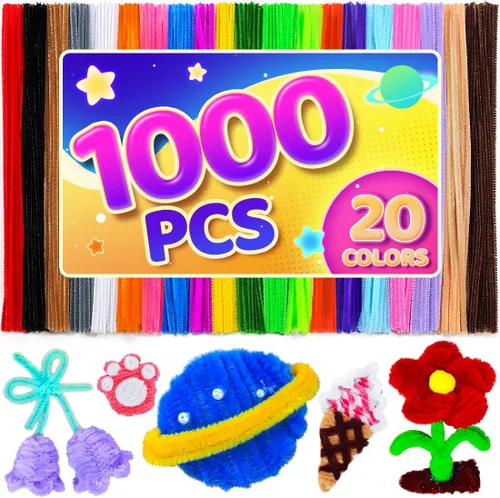 Vista 18 de Eppingwin 200 limpiapipas, limpiadores de pipas con purpurina, suministros de manualidades, tallos de felpilla de 10 colores para proyectos
