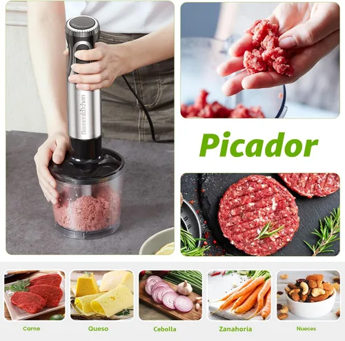 Vista 5 de Bonsenkitchen - Batidora de inmersión con procesador de alimentos, 20 velocidades y modo Turbo 4-in-1 Emulsion Hand Blender, Egg Whisk, 24 oz