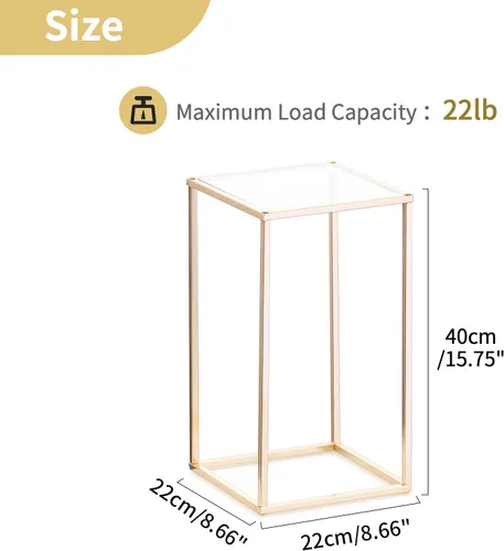 Vista 5 de NUPTIO Jarrón rectangular de metal dorado, 2 piezas de 15.75 pulgadas de alto, elegante centro de mesa floral para boda, casa nueva, día