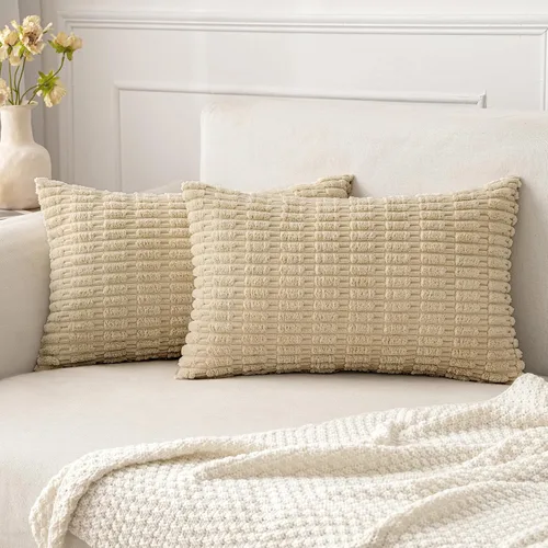 Vista 81 de MIULEE - Paquete de 2 fundas de cojín decorativas de corduroy, modernas y boho, suaves, con rayas, decoración del hogar, sofá, sala de estar, sillón