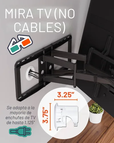 Vista 3 de ECHOGEAR Kit de gestión de cables en la pared para cables de alimentación y bajo voltaje – Oculta cables de TV detrás de la pared – Incluye módulos