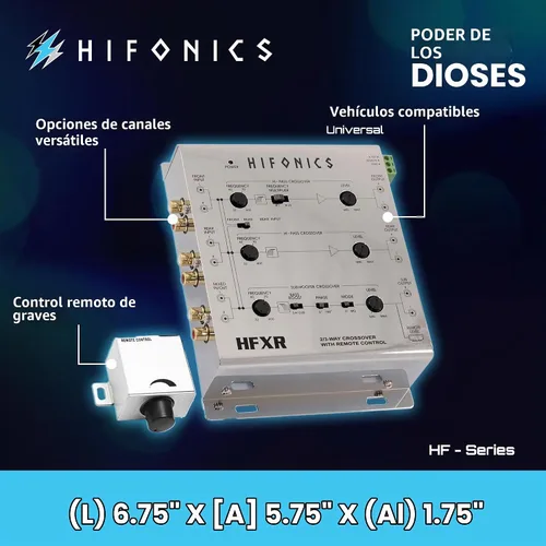 Vista 5 de Hifonics HFXR Crossover activo de 2 vías/3 vías, crossover de audio para automóvil con control remoto de graves